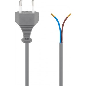 C&acirc;ble avec fiche europ&eacute;enne &agrave; confectionner, 1,5 m, gris